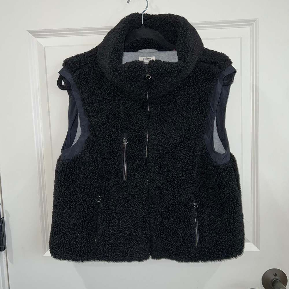 Dylan Cozy Sherpa Full Zip Vest Black Size Small